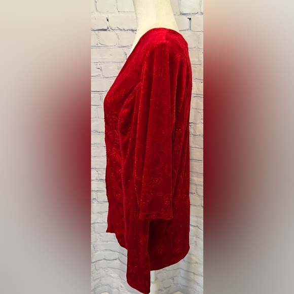 Catherines Embossed Tunic Blouse Women’s 14/16 W Petite Red - Picture 3 of 6